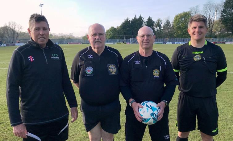 Match officials, Jonathan Twigg, Keith McNiffe, Steve Williams and Stefan Jenkins
